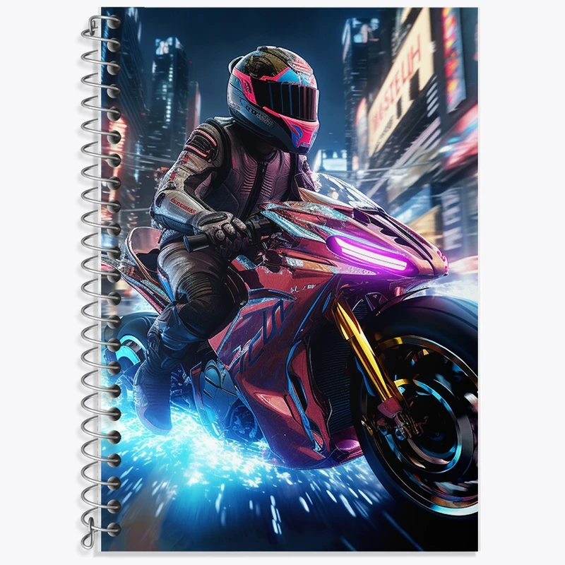 دفتر زبان 50 برگ خندالو مدل دو خط طرح موتور سیکلت (Motorcycle) کد F1025