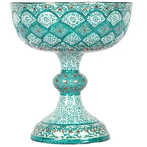 کاسه مسی میناکاری گالری گوهران مدل سبز طوسی - 1119