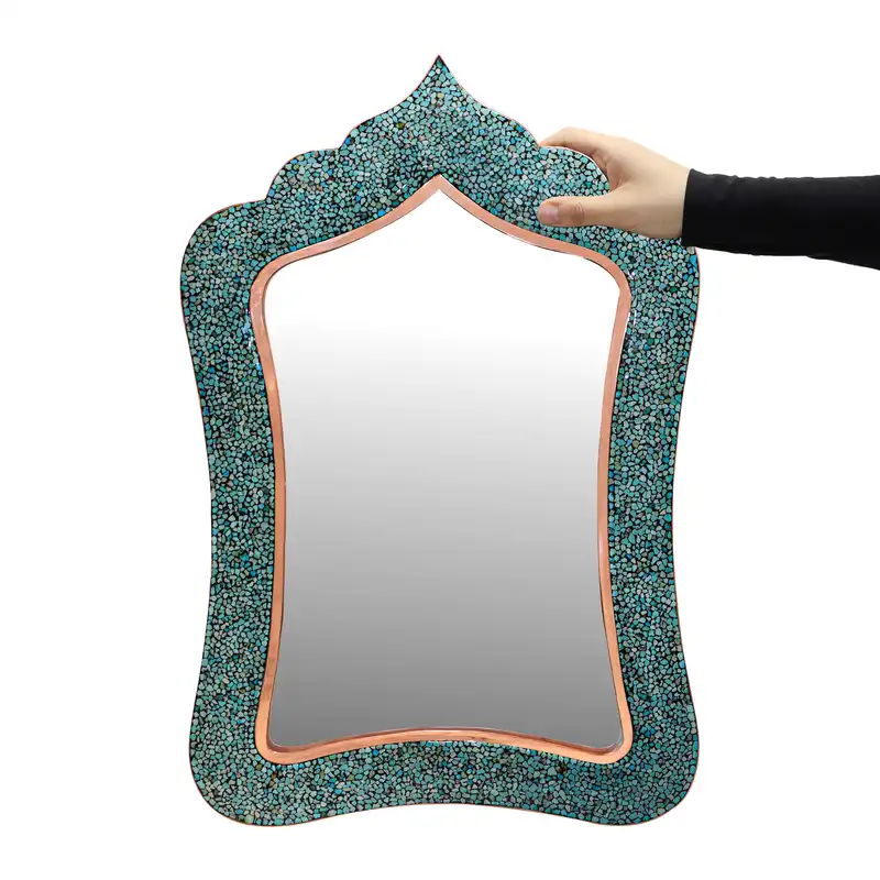 ست 3 تکه آینه و شمعدان فیروزه کوبی مدل لاله کد 555655