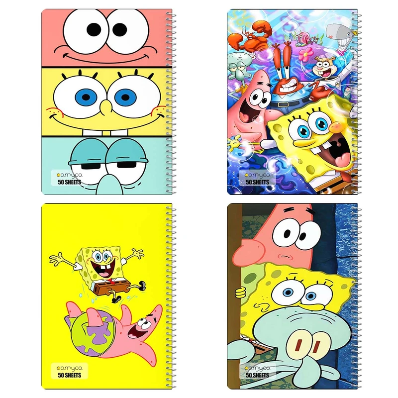 دفتر نقاشي 50 برگ کارنيکا طرح باب اسفنجی spong bob کد 13678 مجموعه 4 عددی