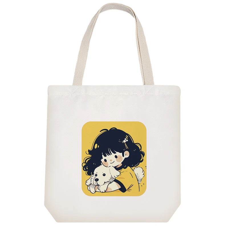 ساک خرید خندالو مدل دختر زرد پوش و سگ کد 8256