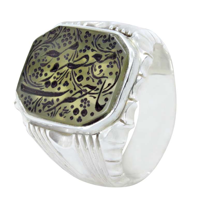 انگشتر نقره مردانه مدل عقیق خطی کد s21