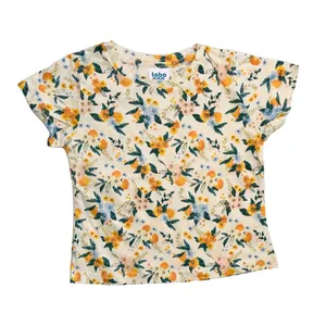 تی شرت آستین کوتاه دخترانه مدل گل دار