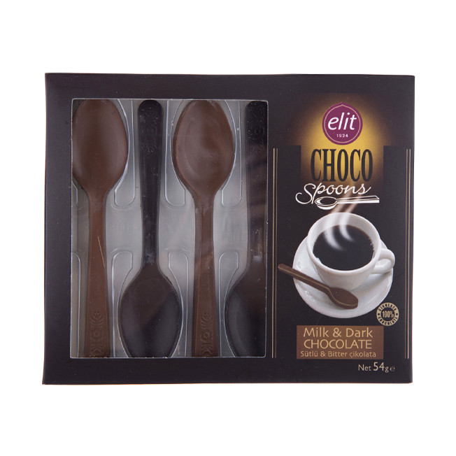 شکلات شیری و شکلات تلخ قاشقی الیت - 54 گرم