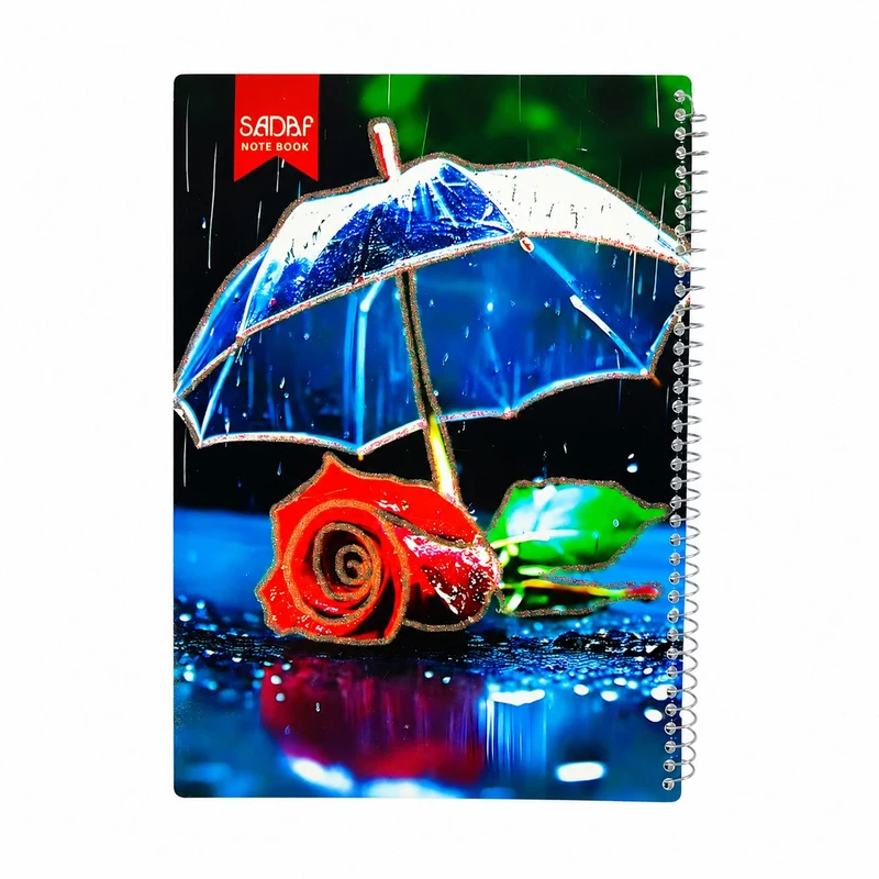 دفتر زبان 50 برگ سیمی صدف مدل 4 خط گل و چتر  کد 964