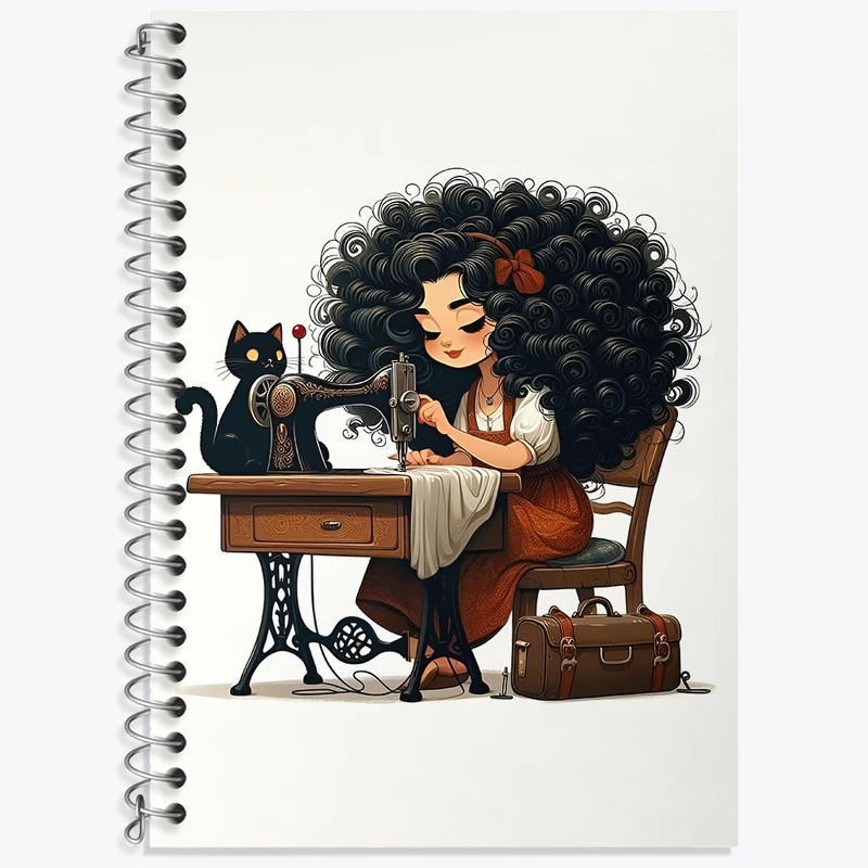 دفتر زبان 50 برگ خندالو مدل سه خط طرح دختر خیاط کد N3082