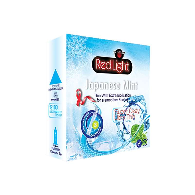 کاندوم ردلایت مدل Japanese Mint بسته 3 عددی