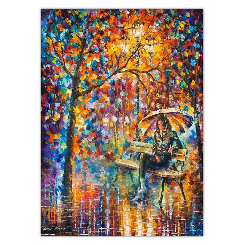 تابلو شاسی ونسونی طرح Waiting in The Rain سایز 50x70 سانتی متر