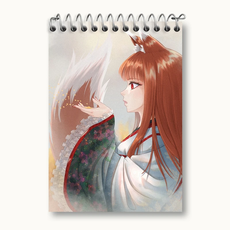 دفتر یادداشت 50 برگ خندالو مدل هولو انیمه ادویه و گرگ کد 36146