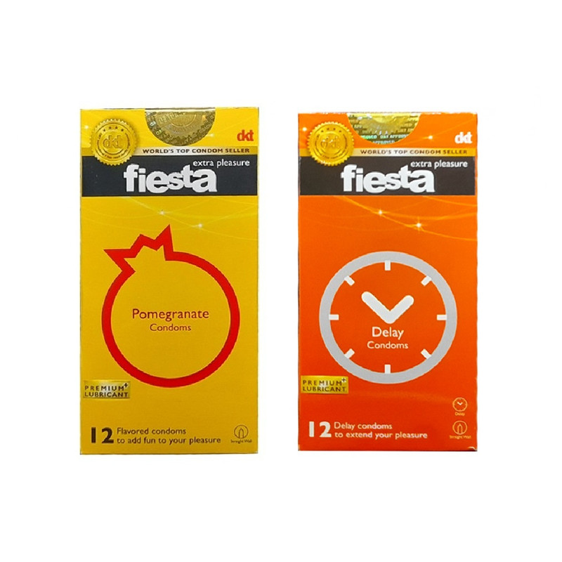 کاندوم فیستا مدل Delay بسته 12 عددی  به همراه کاندوم فیستا مدل Pomegranate بسته 12 عددی