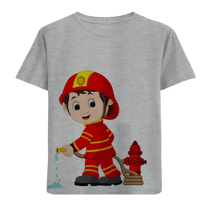 تی شرت آستین کوتاه بچگانه مدل آتش نشان F717