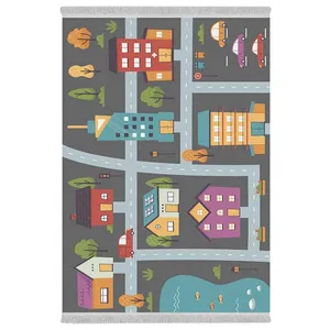 فرش پارچه‌ای دفه مدل فرشینه هازان مخمل طرح فانتزی کد 3080