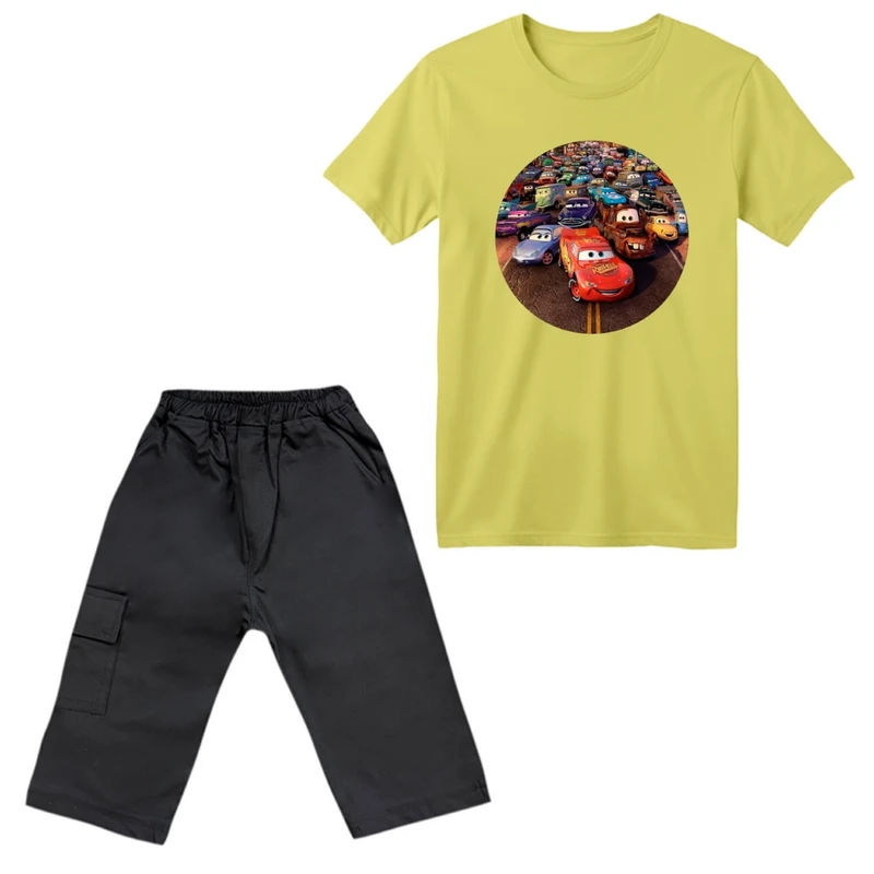 ست تی‌شرت آستین کوتاه و شلوارک پسرانه مدل مک کویین