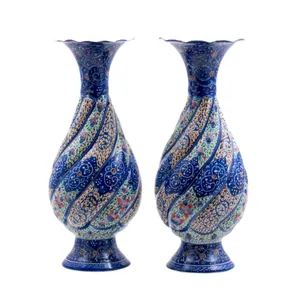 گلدان میناکاری  رستا طرح 42-12-102  ارتفاع 15 سانتی متر مجموعه دو عددی