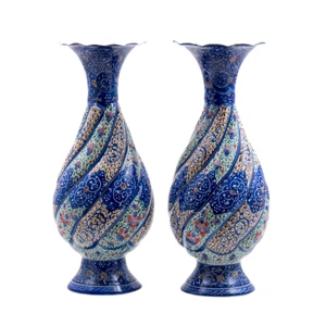 گلدان میناکاری  رستا طرح 42-12-102  ارتفاع 15 سانتی متر مجموعه دو عددی