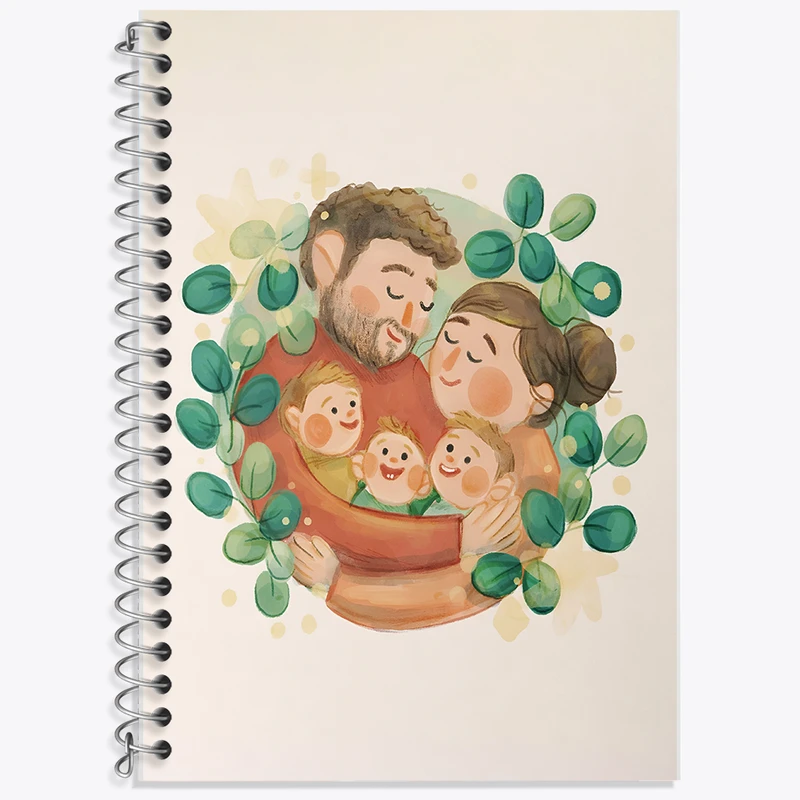 دفتر زبان 50 برگ خندالو مدل دو خط طرح خانواده شاد کد F7392