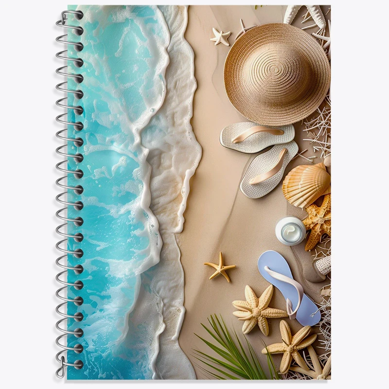 دفتر زبان 50 برگ خندالو مدل سه خط طرح صدف و دریا کد N5813