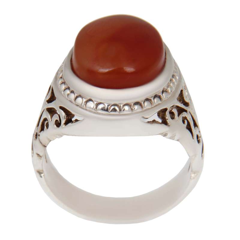 انگشتر نقره مردانه بازرگانی میلادی مدل سنگ عقیق یمانی کد AM_2306