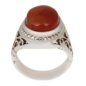 انگشتر نقره مردانه بازرگانی میلادی مدل عقیق یمنی رکاب دستساز کد AM_2306