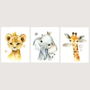  پوستر الفاپ مدل تابلو کودک طرح Water color Animals کد 115_03 بسته 3 عددی