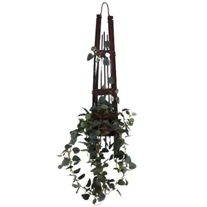 گلدان به همراه گل مصنوعی مدل برگ لوبیا ابلق کد PA-1313