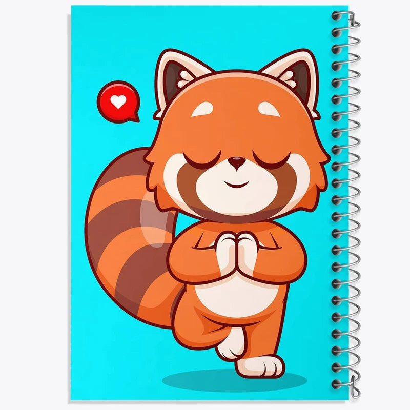 دفتر ژورنال نویسی 50 برگ خندالو مدل نقطه ای طرح حیوانات بامزه پاندای قرمز کد 29445