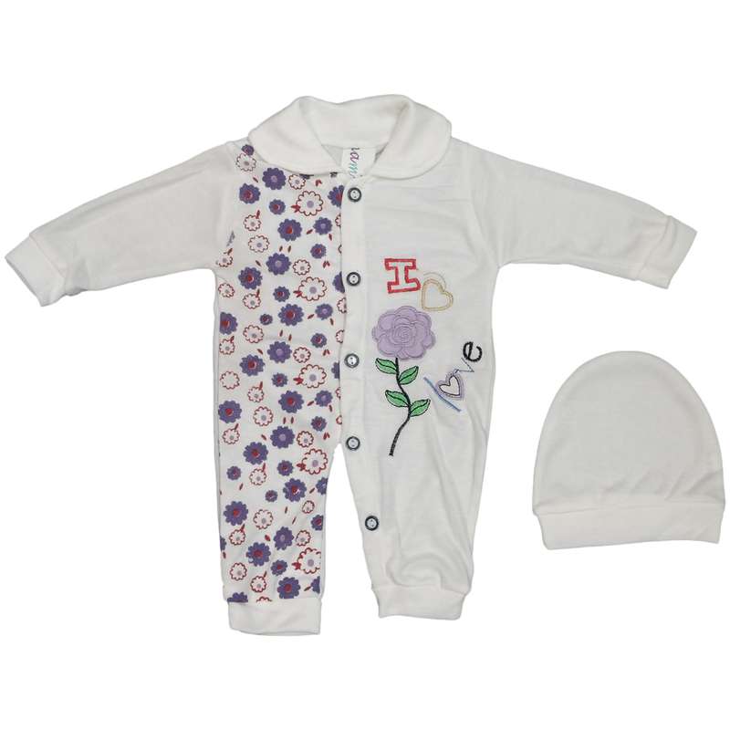 ست سرهمی و کلاه نوزادی مدل H3535-PU