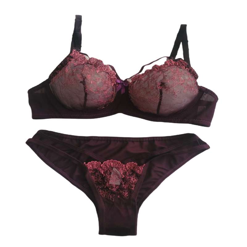 ست شورت و سوتین زنانه تیریتی مدل توری گلدوزی 