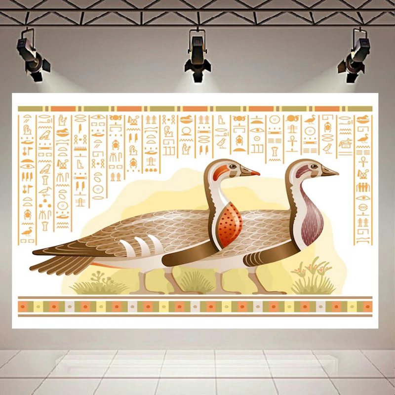 تابلو بوم طرح مخمل نوشته های باستانی مدل غاز های مصری کدAR305281