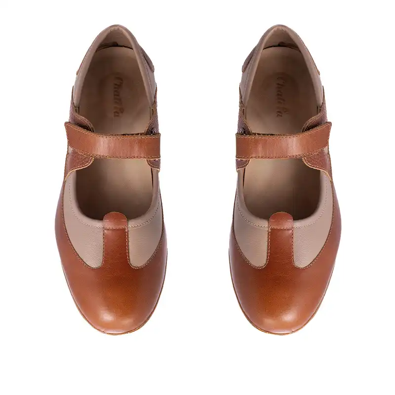 کفش روزمره زنانه مدل چلیپا کد A138 رنگ عسلی