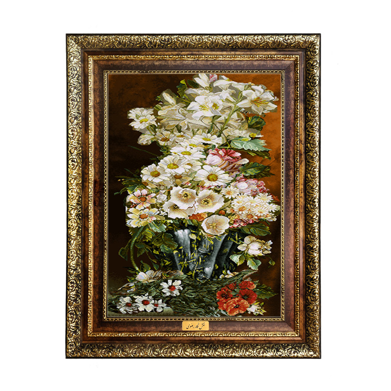 تابلو فرش ماشینی نقش نگار رضوی طرح گل کد 2261KH تابلو فرش ماشینی نقش نگار رضوی طرح گل کد 2261KH