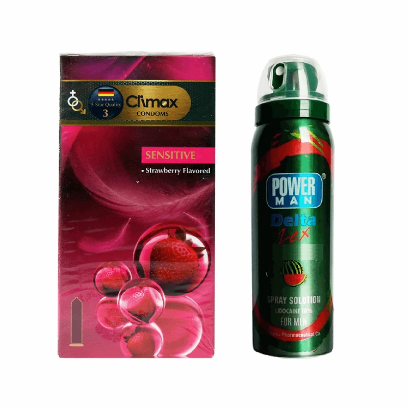 کاندوم فارکس مدل Sensitive 3 بسته 12 عددی به همراه اسپری پاورمن مدل Watermelon وزن 60 گرم