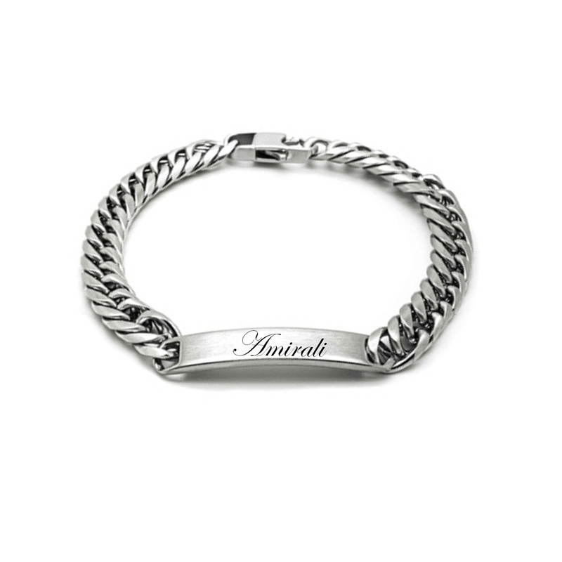 دستبند مردانه مدل استیل طرح Amirali