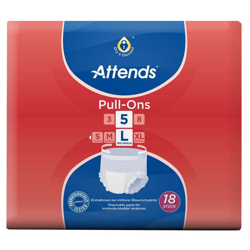 پوشک شورتی بزرگسال اتندز 5 قطره سایز Large بسته 18 عددی پوشک شورتی بزرگسال اتندز 5 قطره سایز Large بسته 18 عددی