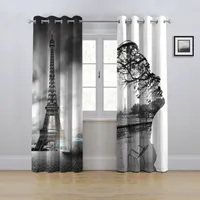 پرده مدل پانچی طرح برج ایفل سایز 280x145 سانتی متر