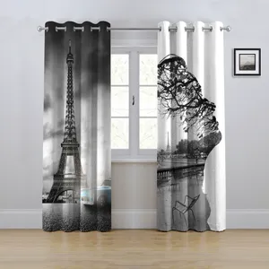 پرده مدل پانچی طرح برج ایفل سایز 280x145 سانتی متر