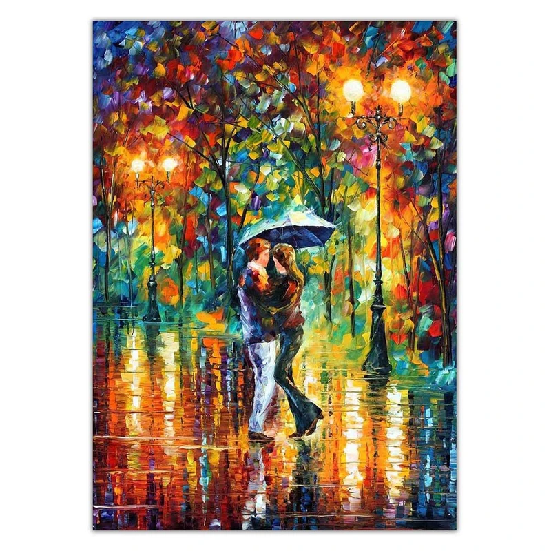 تابلو شاسی ونسونی طرح Leonid Afremov Dance in The Rain سایز 30x40 سانتی متر