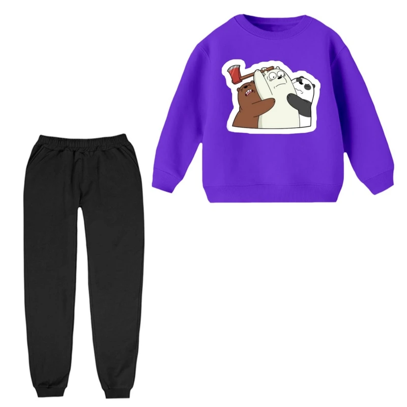 ست سویشرت آستین بلند و شلوار راحتی بچگانه مدل خرس های کله فندقی