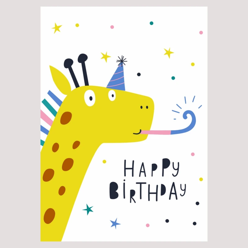 کارت پستال مدل happy birthday زرافه کد 21
