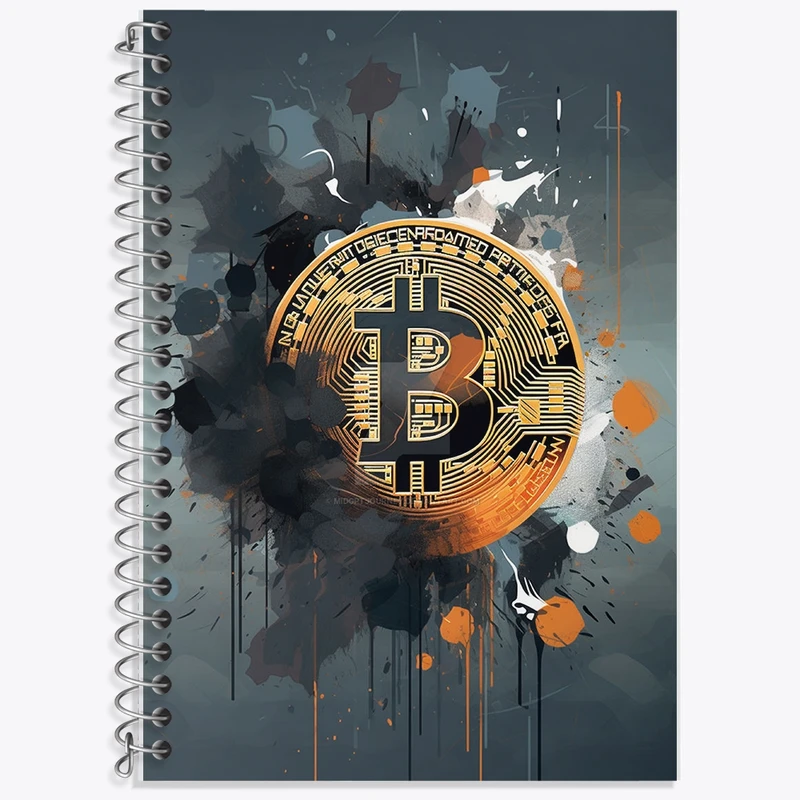 دفتر زبان 50 برگ خندالو مدل دو خط طرح بیت کوین (Bitcoin) کد F1637