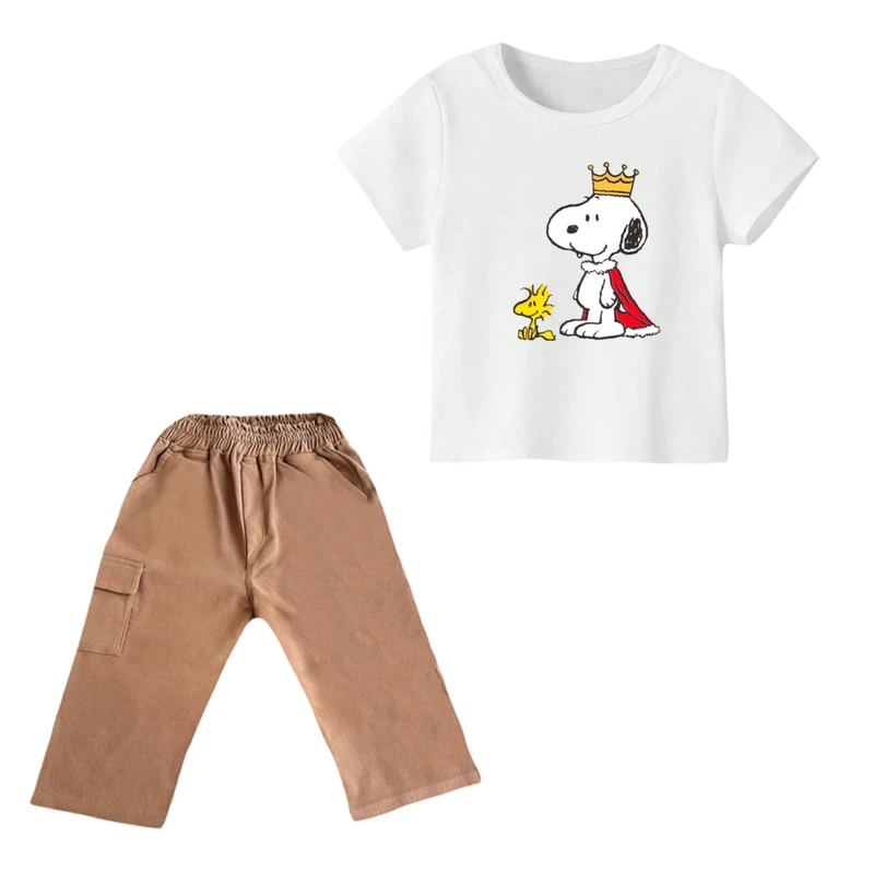 ست تی شرت و شلوارک پسرانه مدل اسنوپی کد ۵۱