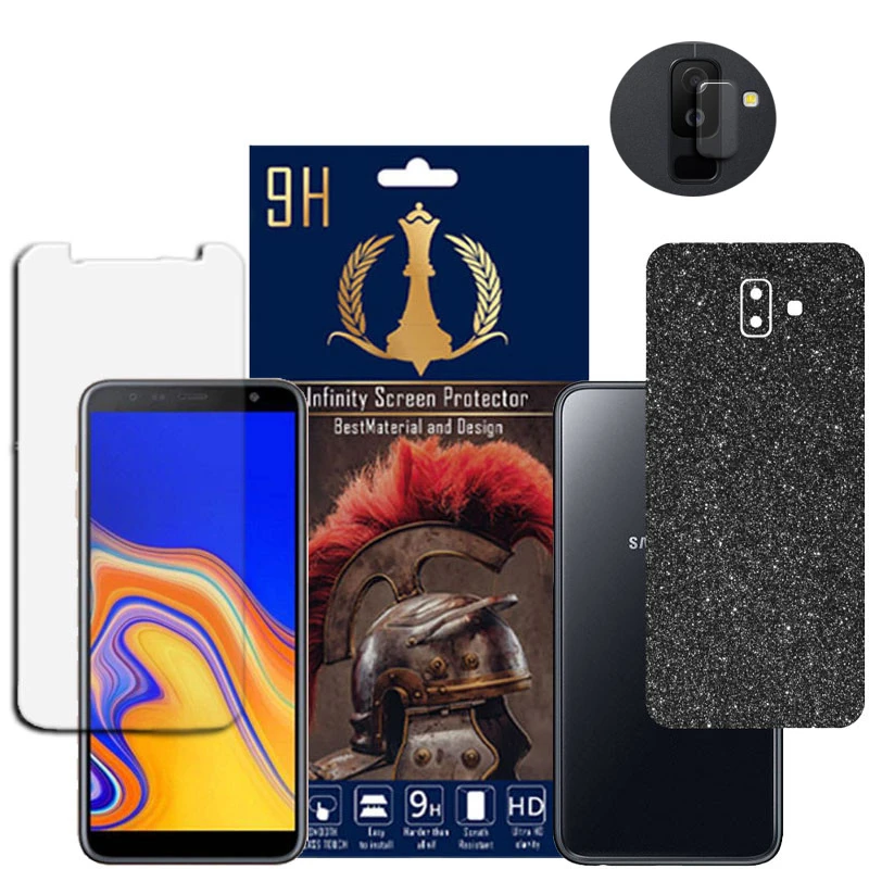  برچسب پوششی اینفینیتی مدل PRO MAX مناسب برای گوشی موبایل سامسونگ GALAXY J6 PLUS به همراه محافظ صفحه نمایش و محافظ لنز دوربین