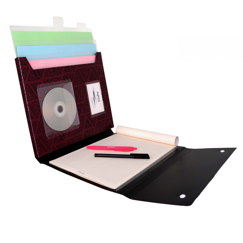 پوشه دکمه دار پاپکو مدل سمیناری PCCN-13 به همراه کاغذ