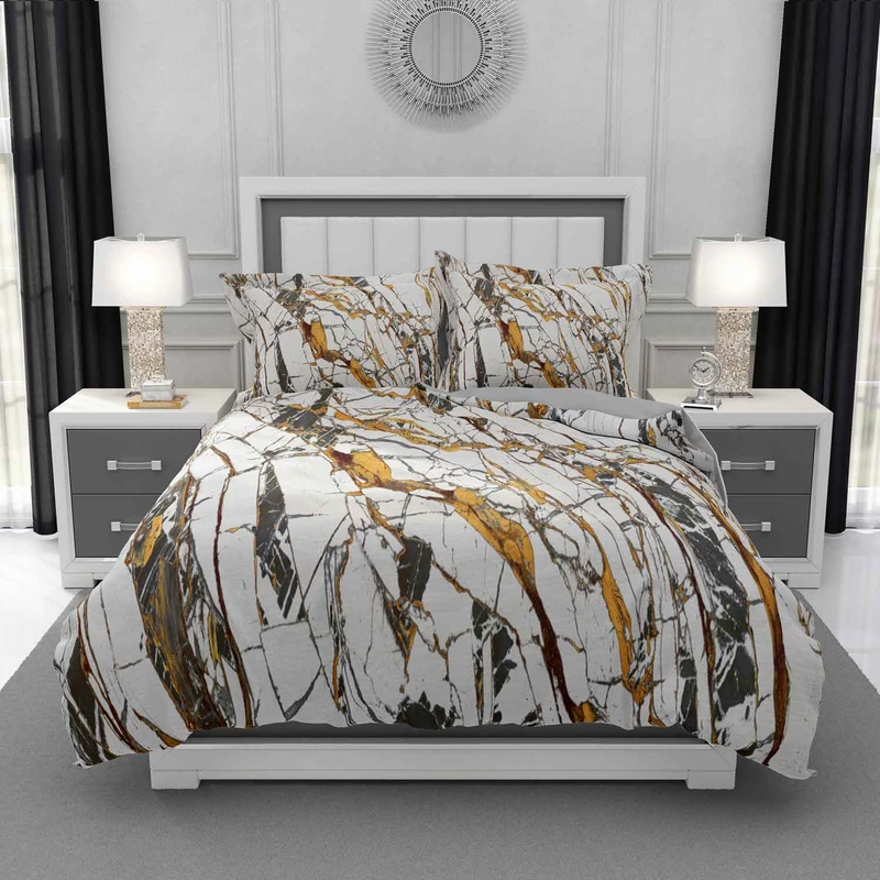 سرویس روتختی طرح ماربل مدل DF164 دو نفره 6 تکه