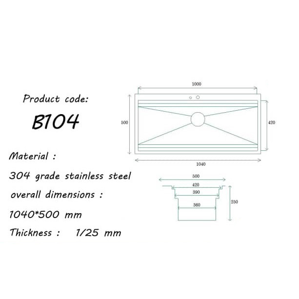 سینک ظرفشویی بنتو مدل B104 توکار