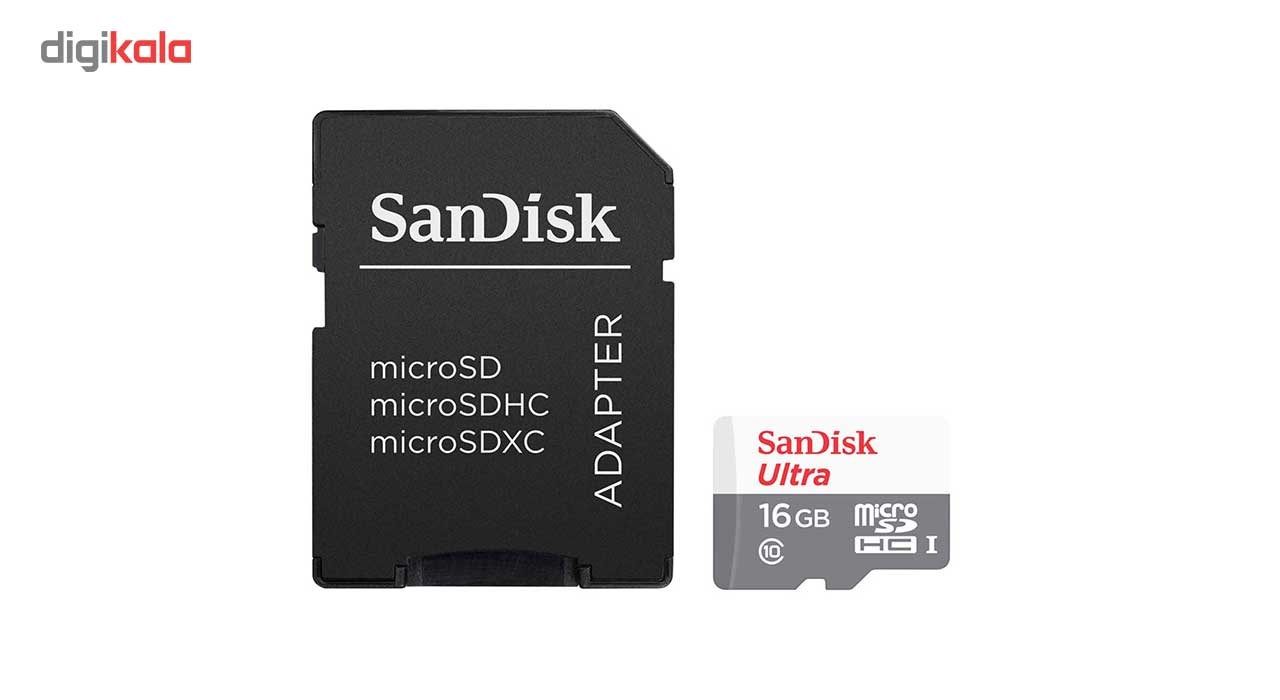 کارت حافظه microSDHC سن دیسک مدل Ultra کلاس 10 استاندارد UHS-I سرعت 80MBps همراه با آداپتور SD ظرفیت 16 گیگابایت main 1 1