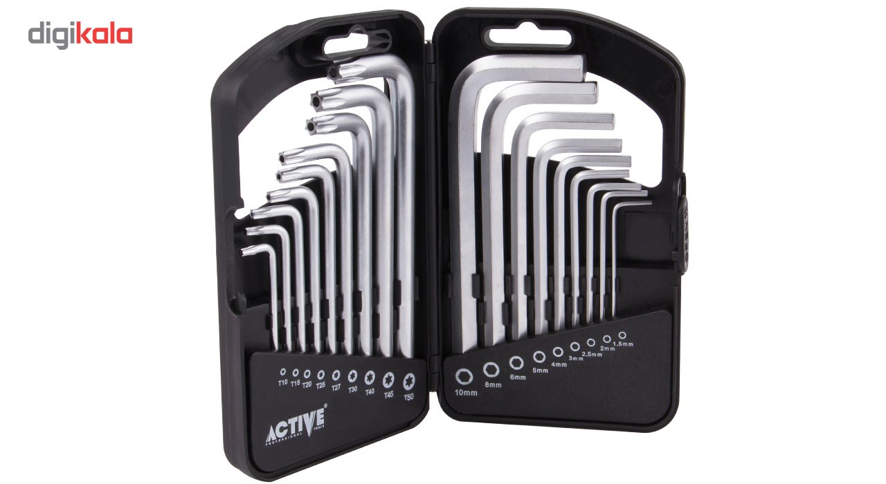 مجموعه 18 عددی آچار آلن اکتیو تولز مدل AC6318S