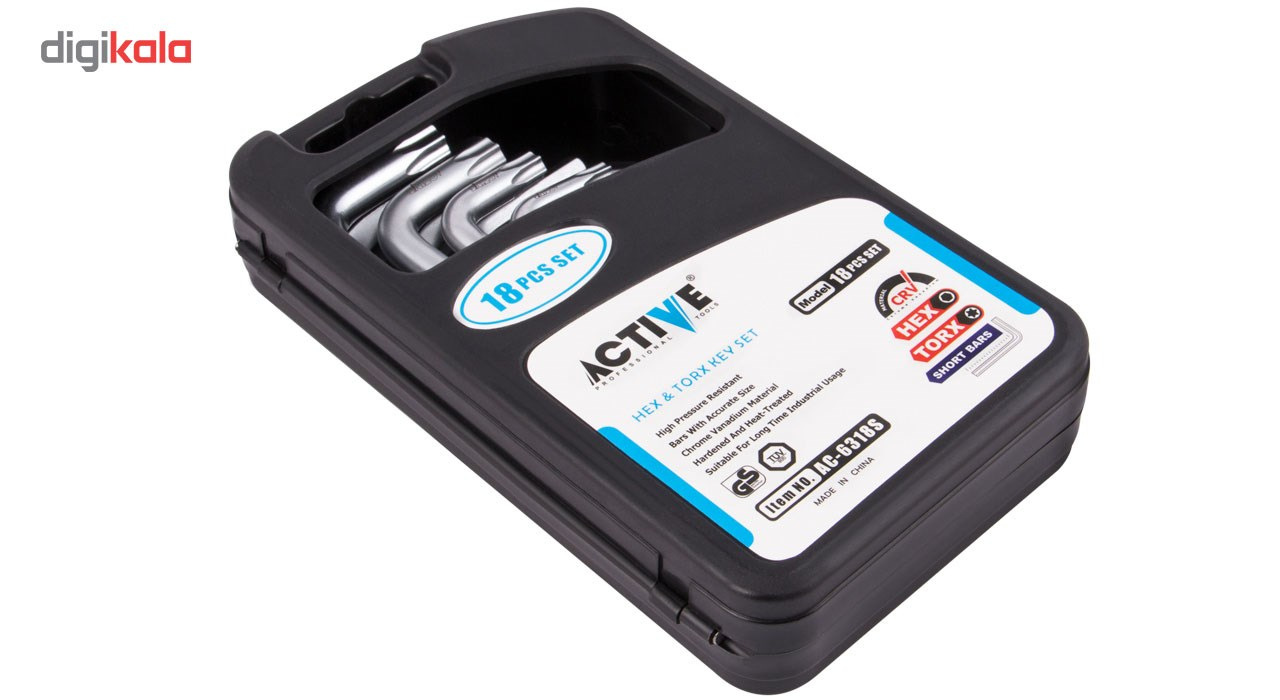 مجموعه 18 عددی آچار آلن اکتیو تولز مدل AC6318S