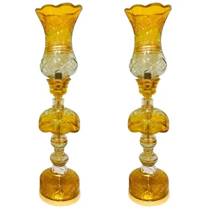 شمعدان مدل لاله تراش کریستالی پرکار  چراغ رومیزی HZ240 بسته دو عددی