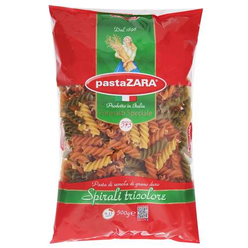پاستا پاستا زارا مدل Spirali Tricolore مقدار 500 گرم